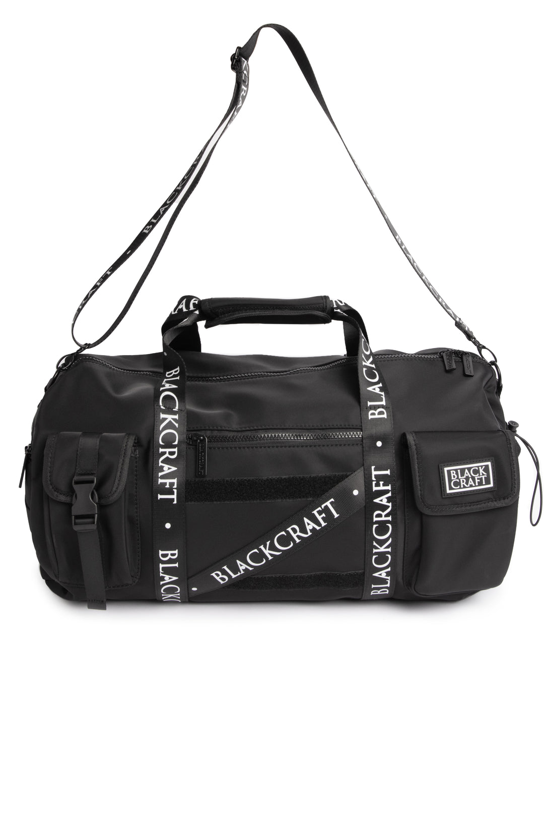 Black nylon duffel bag with Blackcraft rubber logo. 