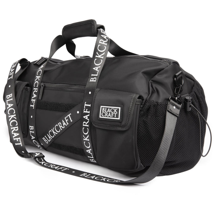 Black nylon duffel bag with Blackcraft rubber logo. 