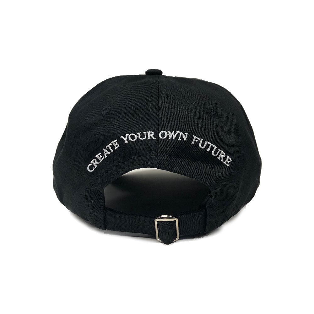 A black washed cotton dad hat with embroidered Blackcraft logo on the front.